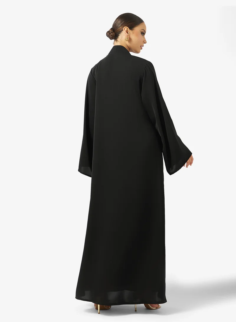 hayas closet Embellished Open Front V Neck Abaya
